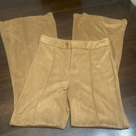 Nwt camel faux suede flare trousers - Picture 3 of 6